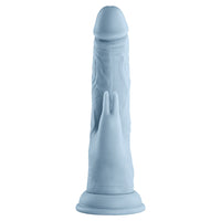 FemmeFunn Vortex Turbo Rabbit 2.0 Rechargeable Remote-Controlled Realistic 8 in. Silicone Dual Stimulation Vibrating Dildo with Suction Cup Light Blue