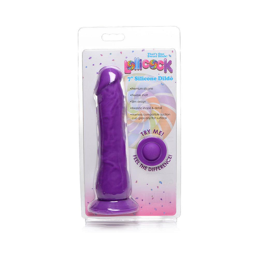 Curve Toys Lollicock 7 in. Silicone Dildo with Suction Cup Grape