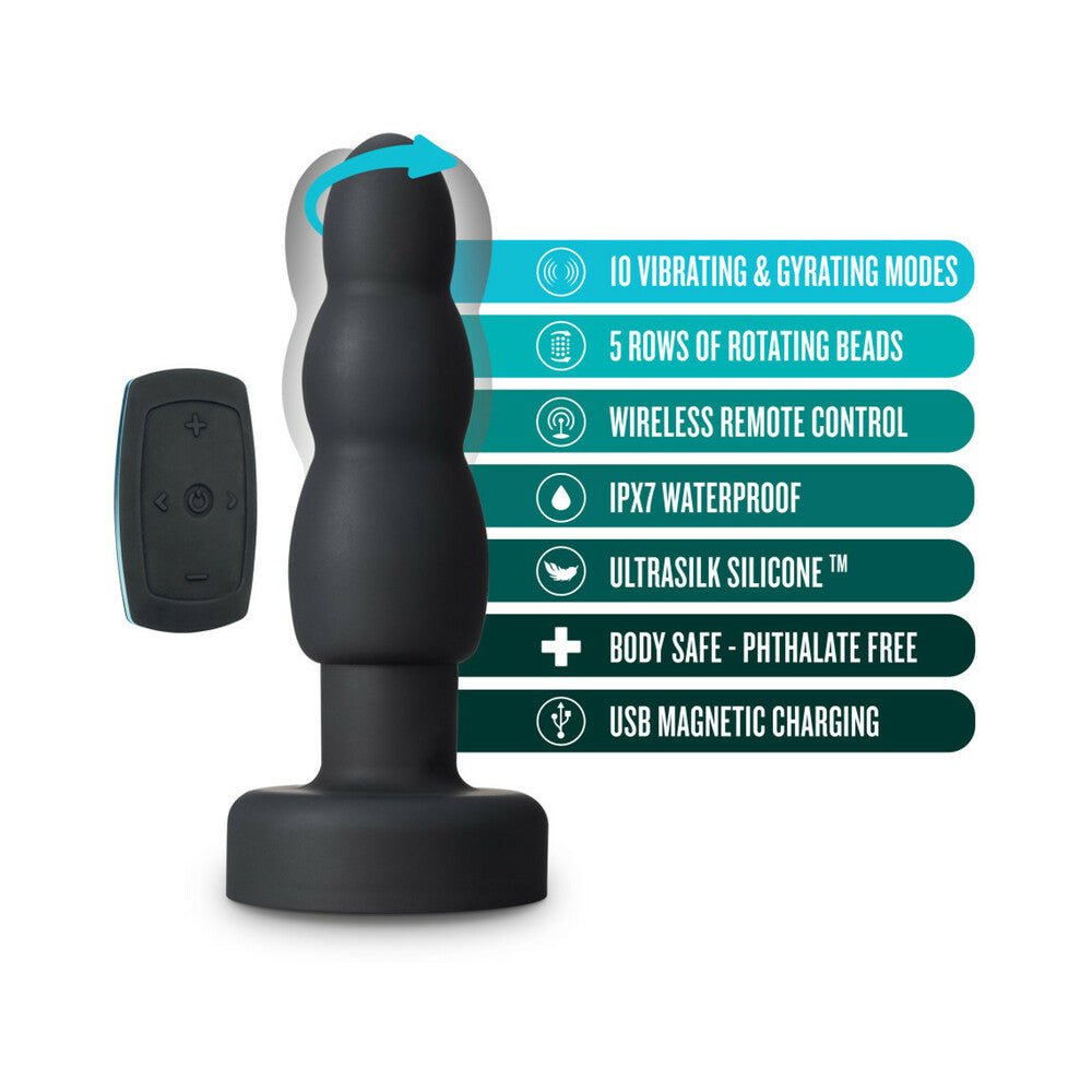 Blush Anal Adventures Platinum Remote-Controlled Vibrating & Rotating Silicone Propel Plug Black