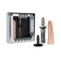 Blush Lock On Karbonite Realistic 7.75 in. Dildo with Handle & Suction Cup Adapter 3-Piece Kit Beige