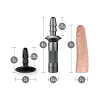 Blush Lock On Karbonite Realistic 7.75 in. Dildo with Handle & Suction Cup Adapter 3-Piece Kit Beige