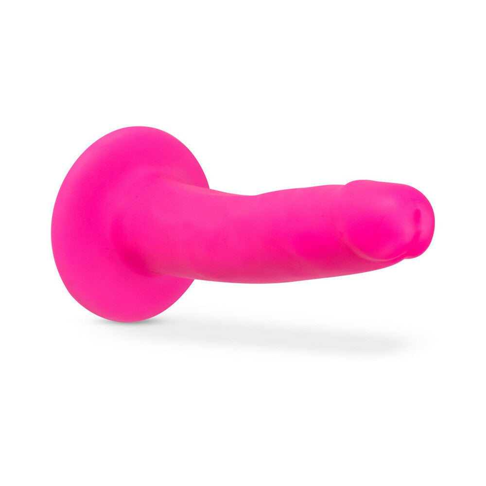 Blush Neo Elite 6 in. Silicone Dual Density Dildo with Suction Cup Neon Pink