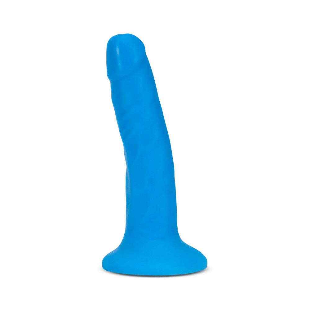 Blush Neo Elite 6 in. Silicone Dual Density Dildo with Suction Cup Neon Blue