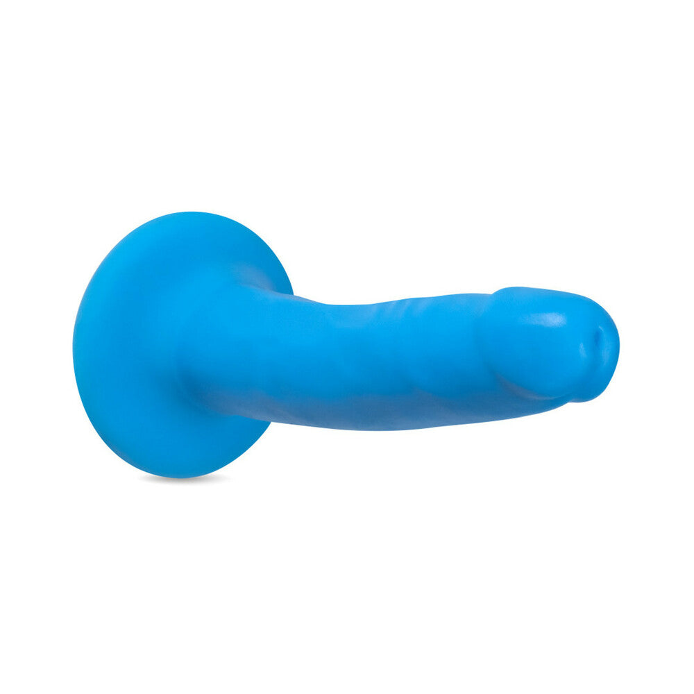 Blush Neo Elite 6 in. Silicone Dual Density Dildo with Suction Cup Neon Blue