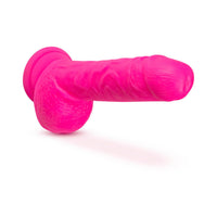 Blush Neo Elite 9 in. Silicone Dual Density Dildo with Balls & Suction Cup Neon Pink