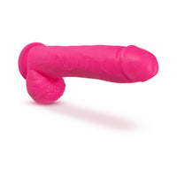 Blush Neo Elite 10 in. Silicone Dual Density Dildo with Balls & Suction Cup Neon Pink