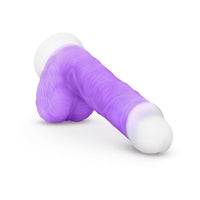 Neo Elite Encore 8 in. Silicone Vibrating Dildo with Balls Purple