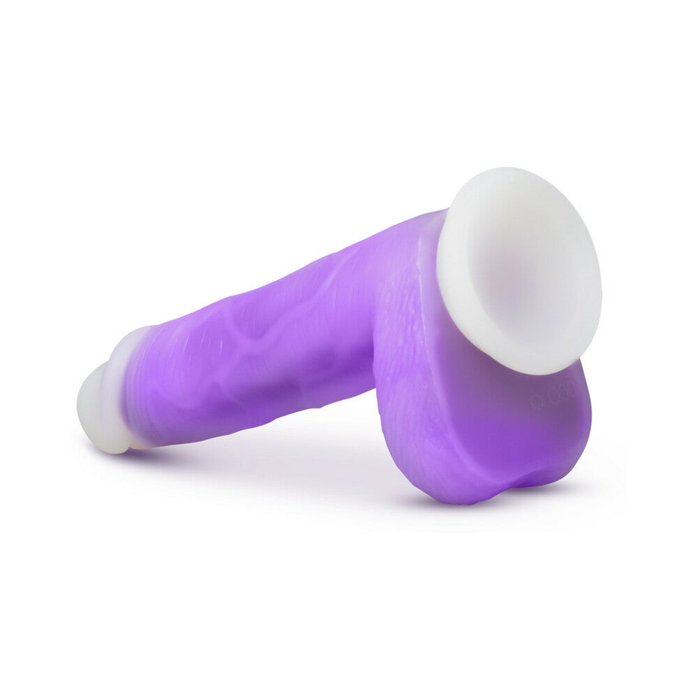 Blush Neo Elite Encore Rechargeable Remote-Controlled 8 in. Silicone Vibrating Dildo with Balls & Suction Cup Purple