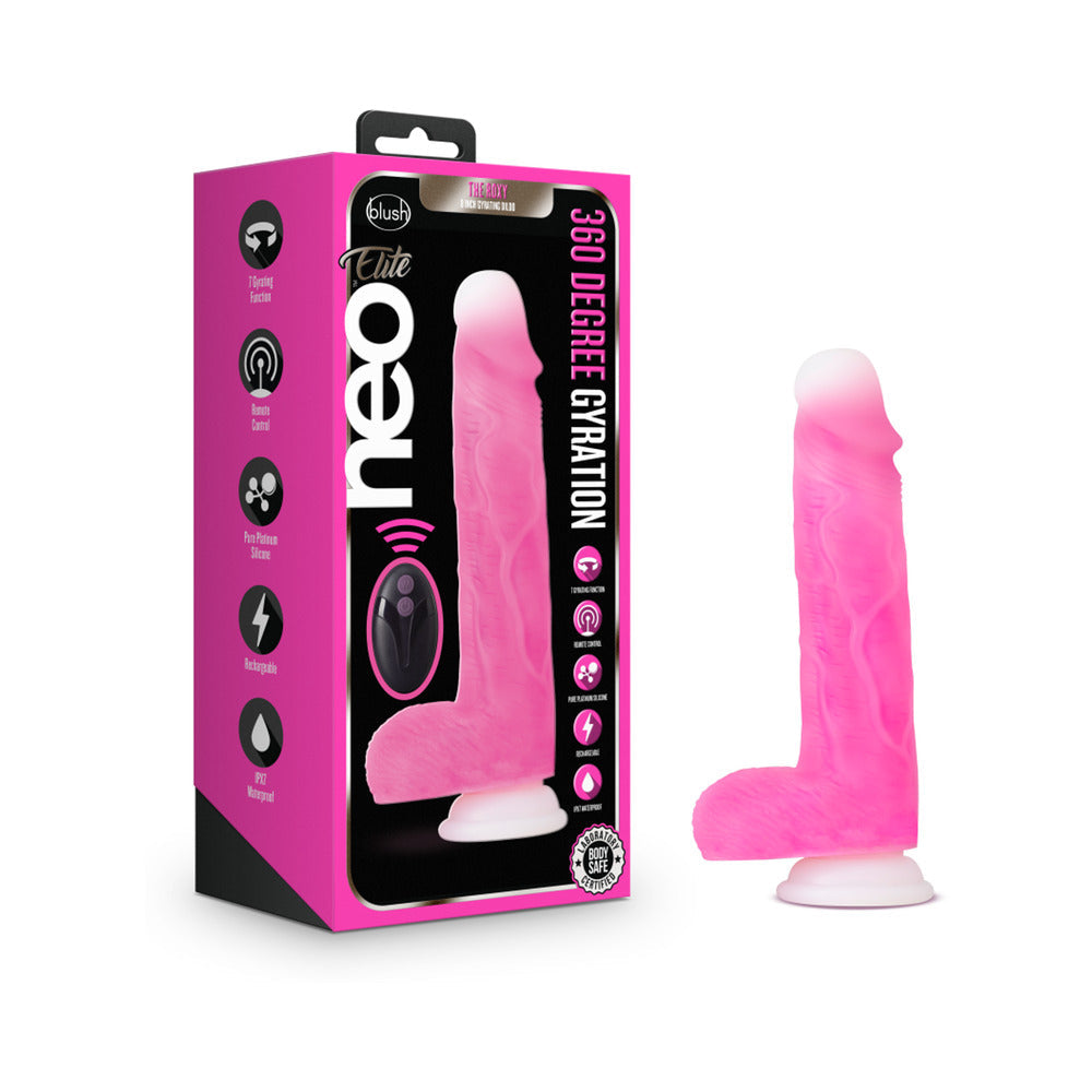 Neo Elite Roxy 8 in. Silicone Gyrating Dildo with Balls Pink