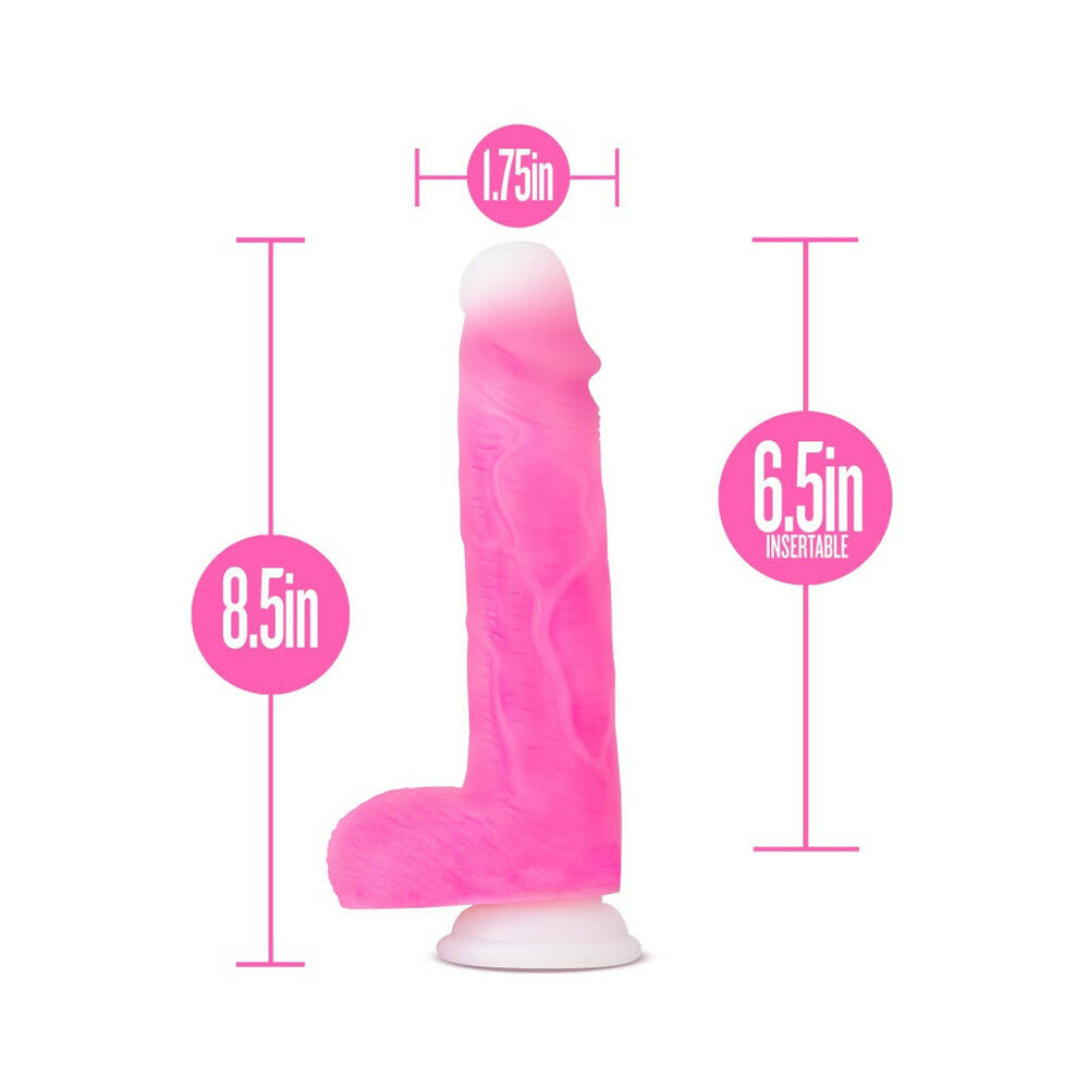 Blush Neo Elite Roxy Rechargeable Remote-Controlled 8 in. Silicone Gyrating Dildo with Balls & Suction Cup Pink