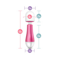 Blush Noje Jules Rechargeable Mini Wand Vibrator with 3 Silicone Head Attachments Rose