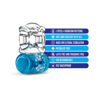 Blush Play with Me Pleaser Rechargeable Vibrating C-Ring Blue
