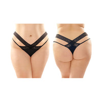 Fantasy Lingerie Daphne Microfiber Brazilian-Cut Panty With Criss-Cross Lace Waistband 6-Pack Queen Size Black