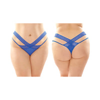 Fantasy Lingerie Daphne Microfiber Brazilian-Cut Panty With Criss-Cross Lace Waistband 6-Pack Royal Queen Size