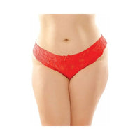 Fantasy Lingerie Poppy Crotchless Floral Lace Panty 6-Pack Red Queen Size