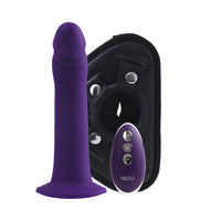 Vedo Diki Rechargeable Vibrating Dildo With Harness Deep Purple