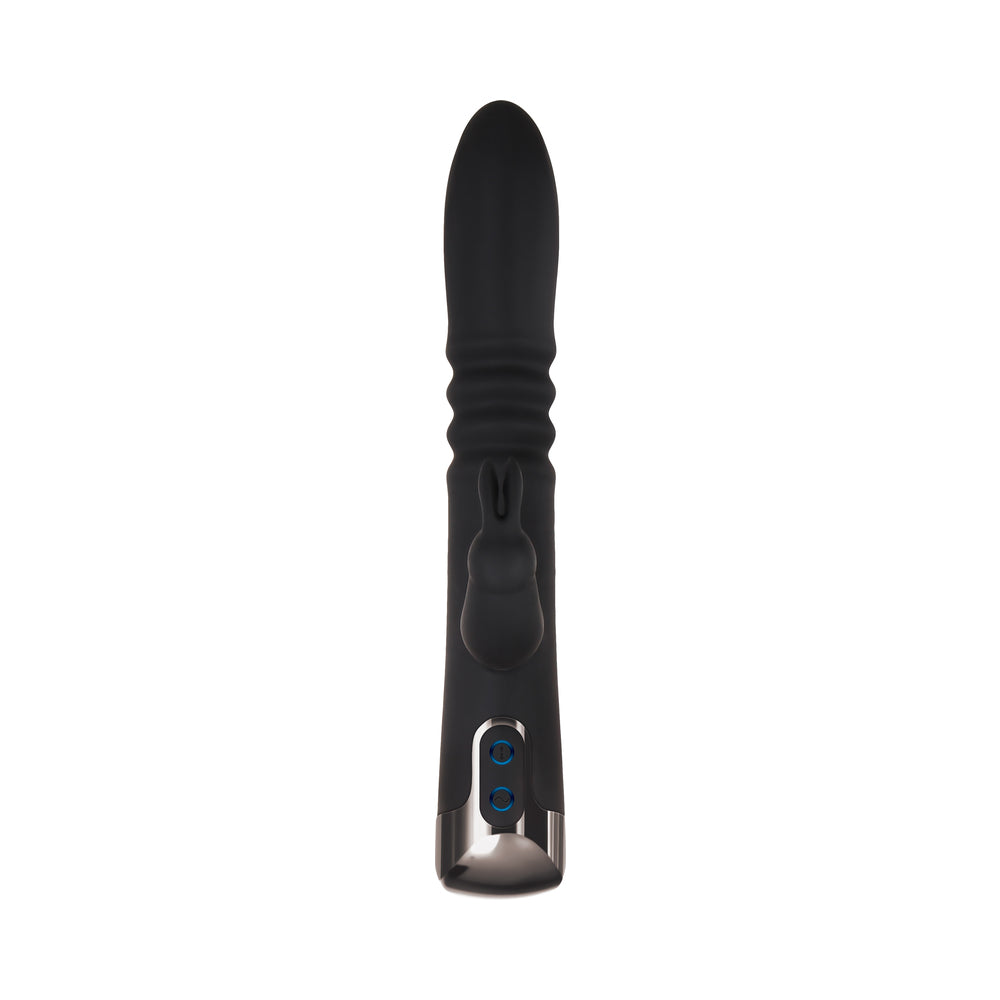 Evolved Rapid Rabbit Rechargeable Thrusting Silicone Vibrator Black