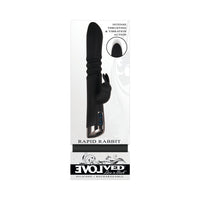 Evolved Rapid Rabbit Rechargeable Thrusting Silicone Vibrator Black