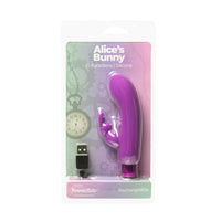 Powerbullet Alice's Bunny Rechargeable Bullet Vibrator with Silicone Rabbit Sleeve Purple