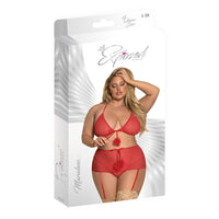 Magic Silk Marabou Bra, Garter Skirt & G-String Set Red QUEEN