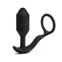 b-Vibe Vibrating Snug & Tug Rechargeable Weighted Silicone Anal Plug with Cockring M Black