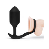 b-Vibe Vibrating Snug & Tug Rechargeable Weighted Silicone Anal Plug with Cockring XL Black