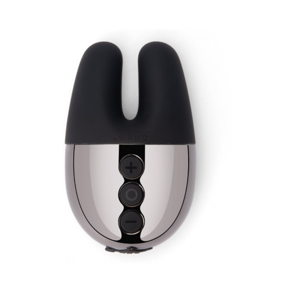 Le Wand Chrome Double Vibe Rechargeable Silicone Mini Vibrator Black