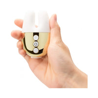 Le Wand Chrome Double Vibe Rechargeable Silicone Mini Vibrator White/Gold