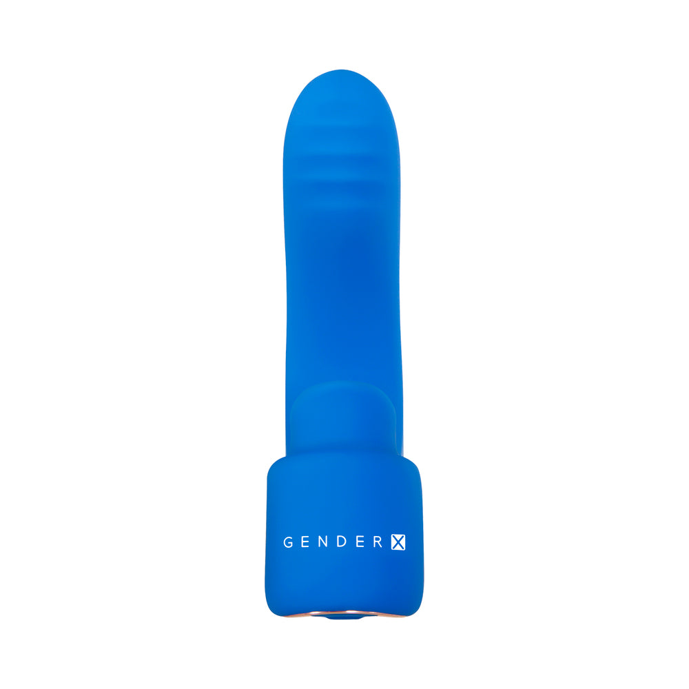 Gender X Flick It Rechargeable Flicking Dual Stimulation Silicone Finger Vibrator Blue