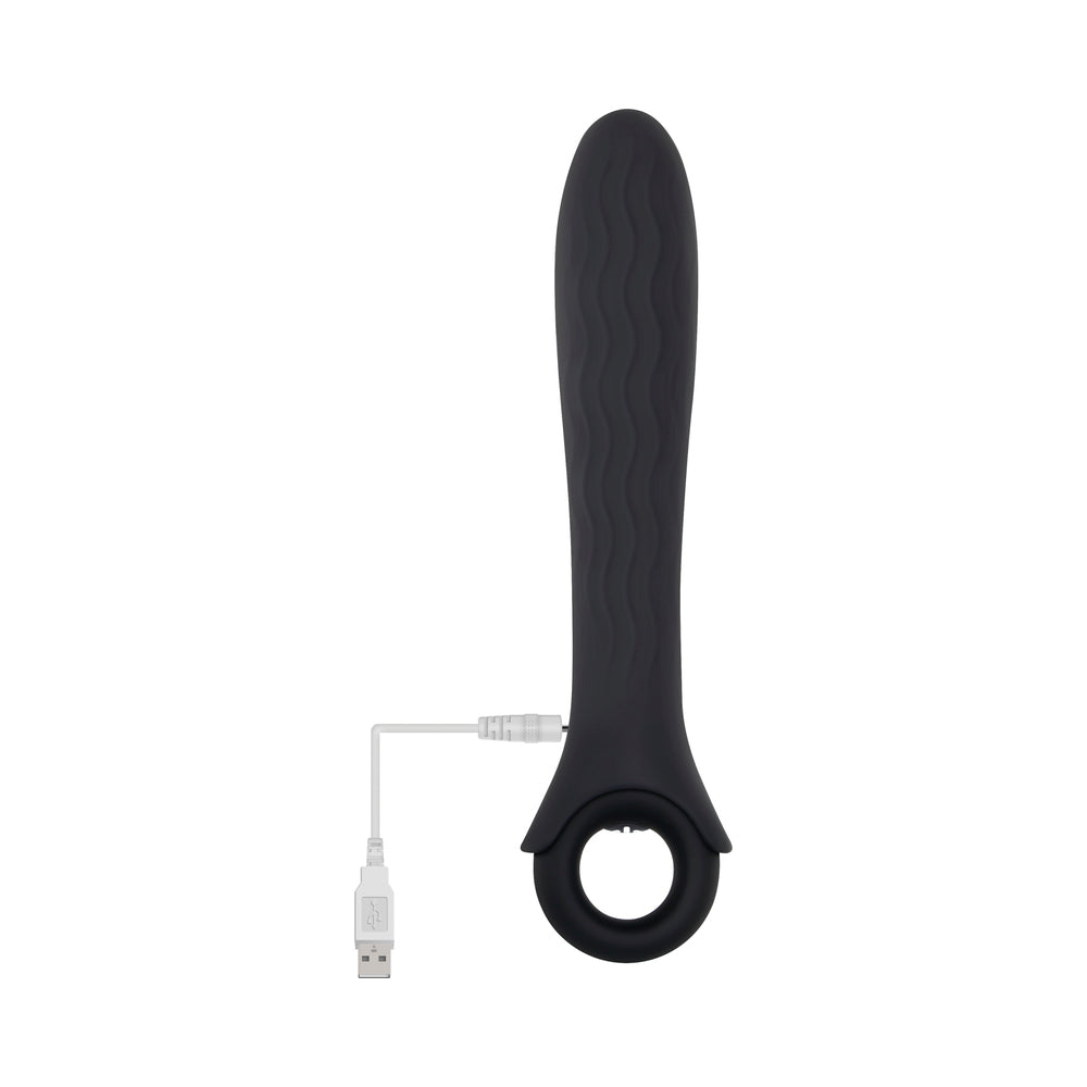 Gender X Powerhouse Rechargeable Textured Silicone Vibrator With Ring Handle Black