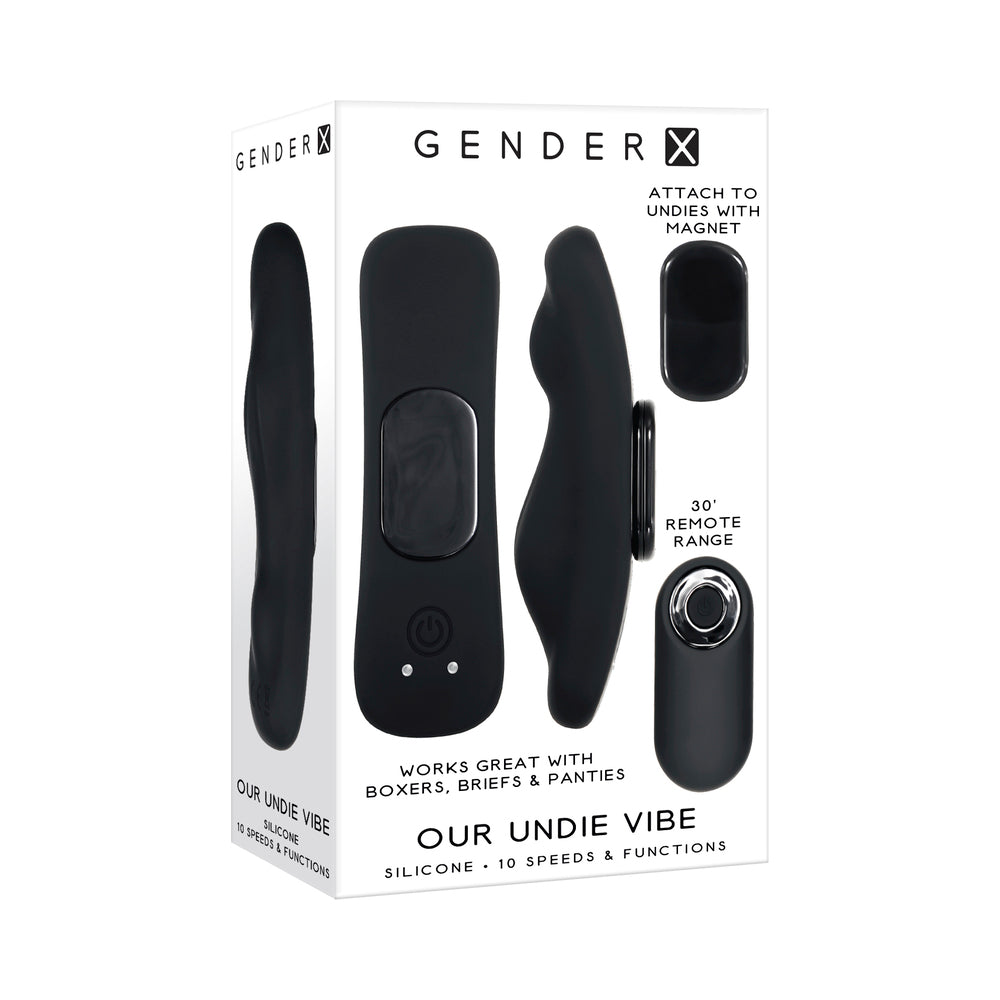 Gender X Our Undie Vibe Rechargeable Remote-Controlled Magnetic Silicone Underwear Vibrator Black