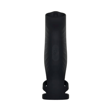 Gender X Rocketeer Rechargeable Triple-Ring Vibrating Silicone Penis Sheath Black