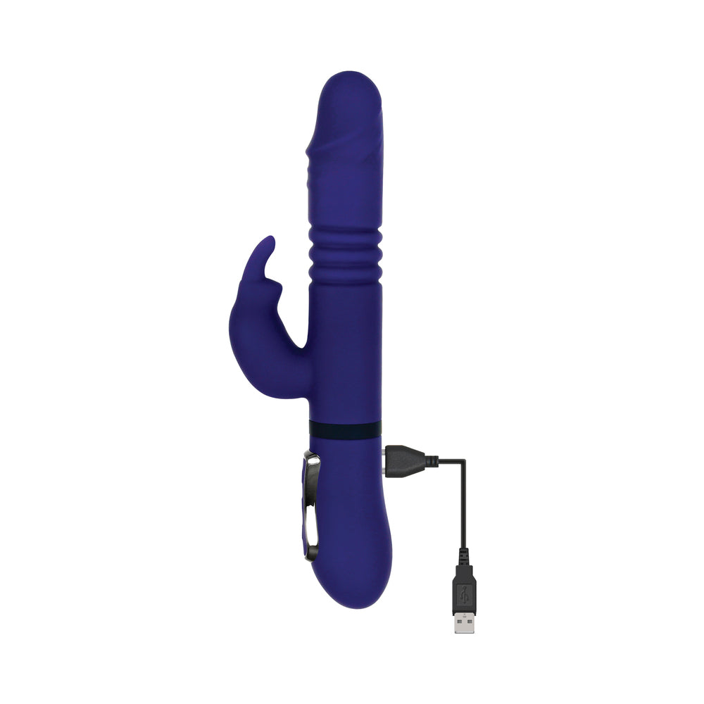 Gender X All In One Rechargeable Thrusting Rotating Silicone Rabbit Vibrator Purple