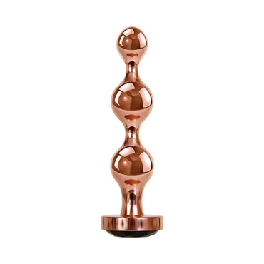 Gender X Gold Digger Rose Gold Beaded Anal Plug With Black Gemstone Base Large