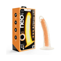 Blush Neo Elite Glow in the Dark Lavo 7 in. Silicone Dual Density Dildo with Suction Cup Neon Orange