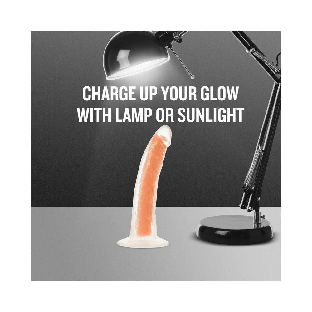 Blush Neo Elite Glow in the Dark Lavo 7 in. Silicone Dual Density Dildo with Suction Cup Neon Orange