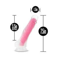 Blush Neo Elite Glow in the Dark Paradise 7 in. Silicone Dual Density Dildo with Suction Cup Neon Pink