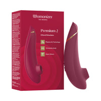 Womanizer Premium 2 Rechargeable Silicone Luxurious Pleasure Air Clitoral Stimulator Bordeaux