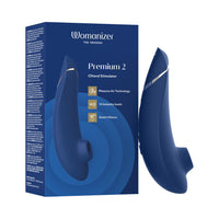 Womanizer Premium 2 Rechargeable Silicone Luxurious Pleasure Air Clitoral Stimulator Blueberry