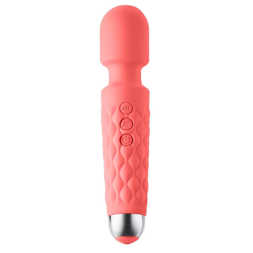 Luv Inc Lw96 Large Wand Rechargeable Flexible Silicone Vibrator Coral