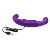 Together Couples Toy with Echo Function Rechargeable Remote-Controlled Silicone Dual Ended Rabbit Vibrator Purple