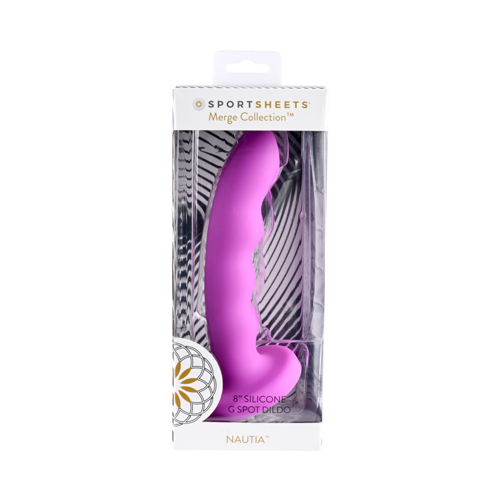 Sportsheets Merge Collection Nautia 8 in. Silicone G-Spot Dildo with Suction Cup Fuchsia