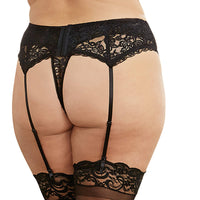 Dreamgirl Plus-Size Sexy And Delicate Scalloped Lace Garter Belt Black Queen Hanging