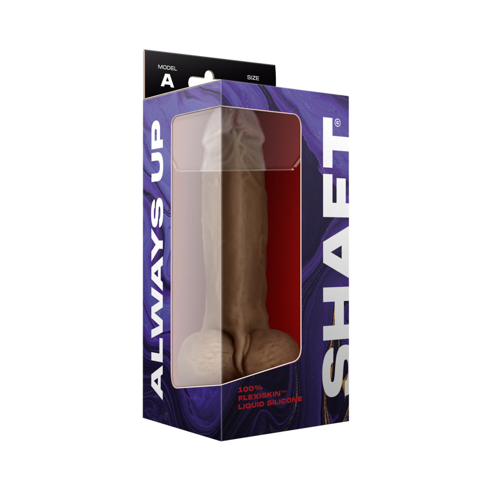 Shaft Model A 9.5 in. Dual Density Silicone Dildo with Balls & Suction Cup Oak