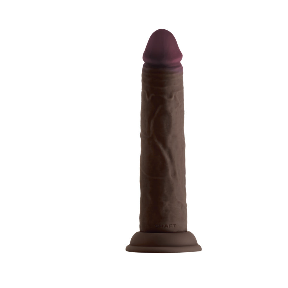 Shaft Model J 8.5 in. Dual Density Silicone Dildo with Suction Cup Mahogany