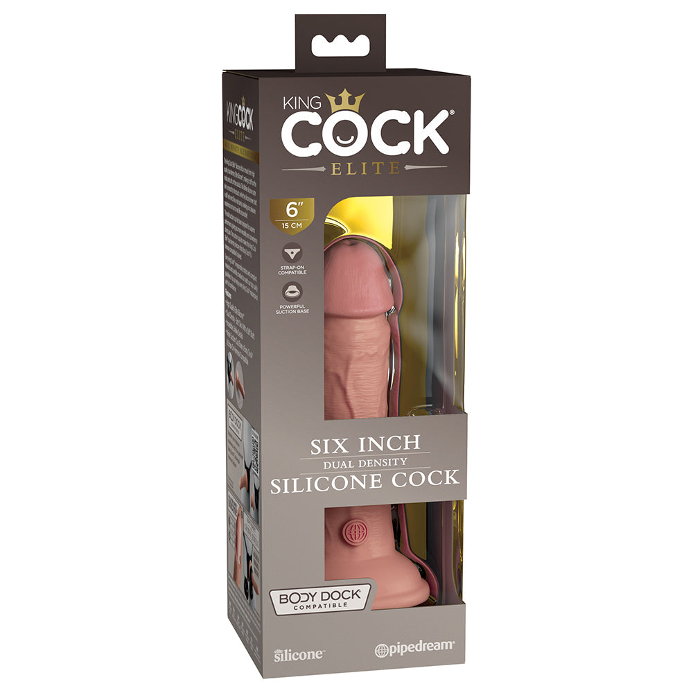 Pipedream King Cock Elite 6 in. Dual Density Silicone Cock Realistic Dildo With Suction Cup Beige