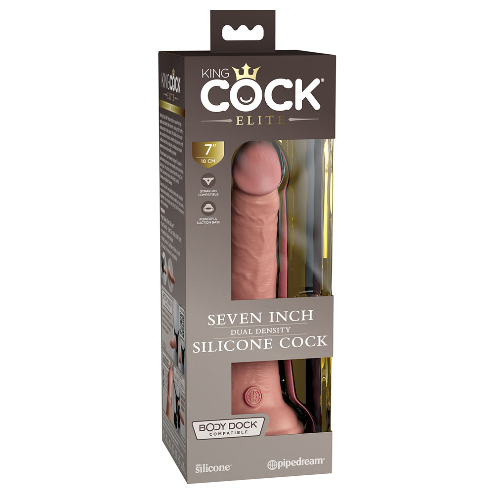 Pipedream King Cock Elite 7 in. Dual Density Silicone Cock Realistic Dildo With Suction Cup Beige