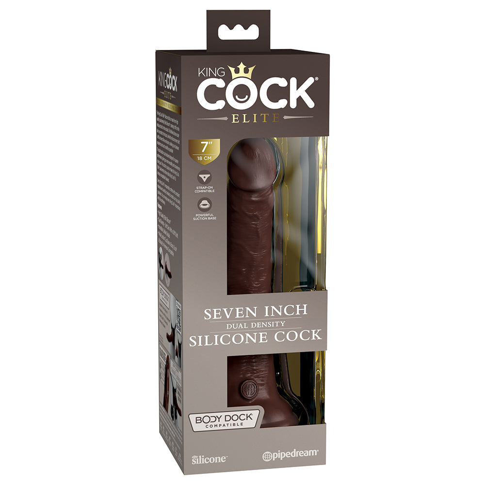 Pipedream King Cock Elite 7 in. Dual Density Silicone Cock Realistic Dildo With Suction Cup Brown