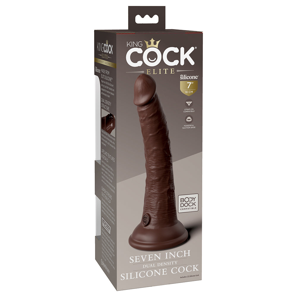 Pipedream King Cock Elite 7 in. Dual Density Silicone Cock Realistic Dildo With Suction Cup Brown