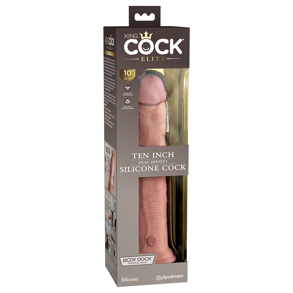 Pipedream King Cock Elite 10 in. Dual Density Silicone Cock Realistic Dildo With Suction Cup Beige